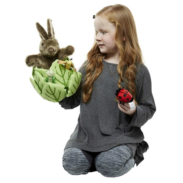 The Puppet Company Rabbit in a Lettuce - with 3 Mini Beasts - Hide-Aways