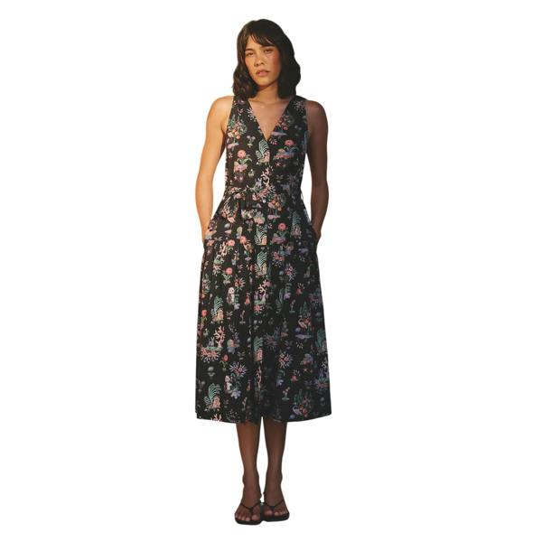 Cath Kidston Womens/Ladies Island Print Flowy Sleeveless Midi Dress - Black - 