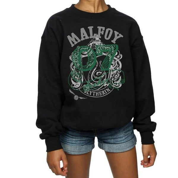 Harry Potter Girls Draco Malfoy Seeker Slytherin Sweatshirt - Black