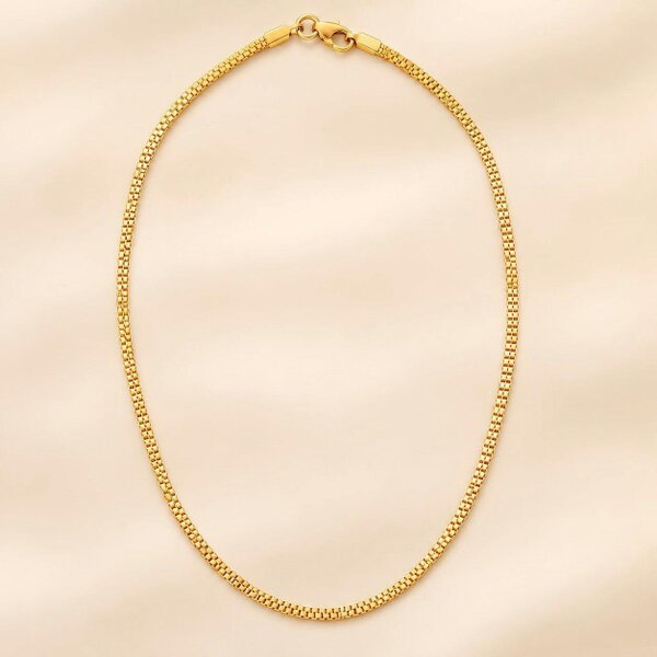 The Colourful Aura 18ct Gold Plated Flat Woven Link Chain Necklace 21 Inch
