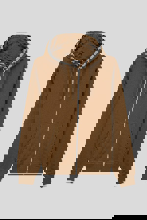 ENORSIA Men's Contrast Piping Detail Zip Front Hoodie