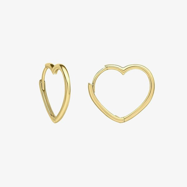 T. H. Baker 9ct Yellow Gold Open Heart Hoop Earrings GE2503