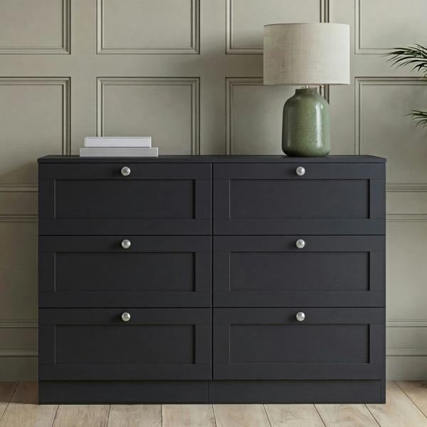Vida Designs Altino 6 Drawer Chest, Black