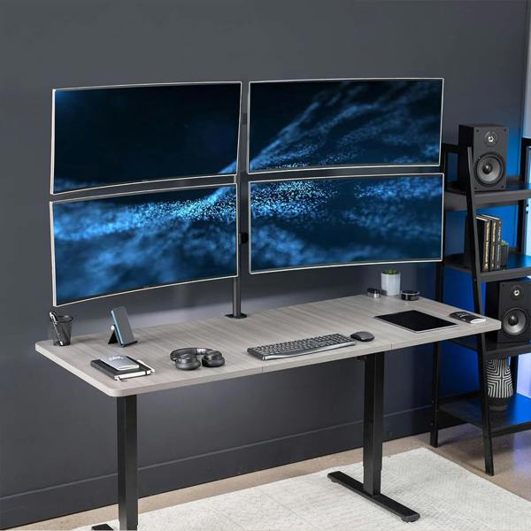 Havendro Carbon Steel Quad Monitor Stand, Adjustable 4-Screen Mount for 14-28" Displays
