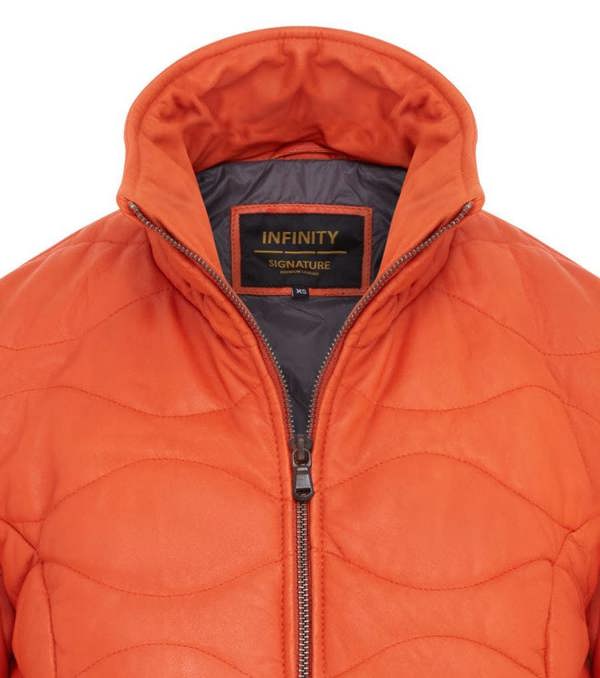 Infinity Leather Womens Puffer Quilted Bomber Leather Jacket - Hamar