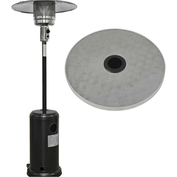 13kW Black Propane Gas Tower Patio Heater & Drinks Table Set - Outdoor Garden
