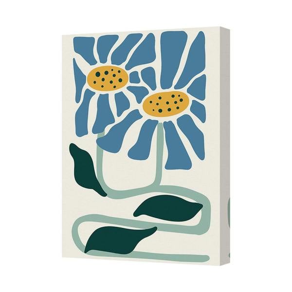 Benjamin Tate Design Abstract Blue Flower Canvas Art Print UK Made Wall Decor