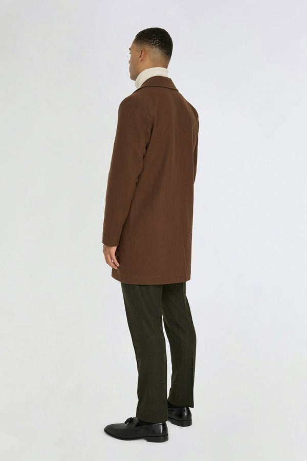 Harry Brown London Josh Wool Melton Overcoat - Brown