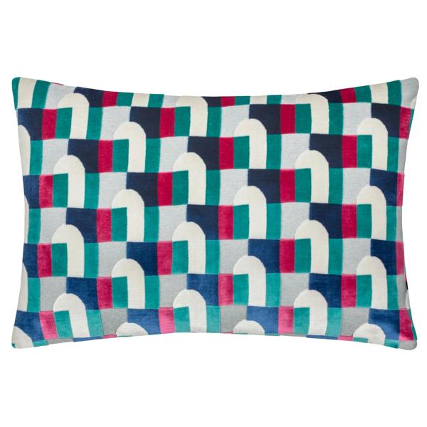 Paoletti Keela Geometric Cushion Cover - Magenta/Blue - 