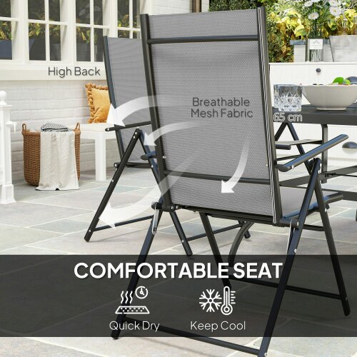 Wyld Haus Mamoka 6 Seater Steel and Grey Mesh Outdoor Dining Set with Parasol Hole