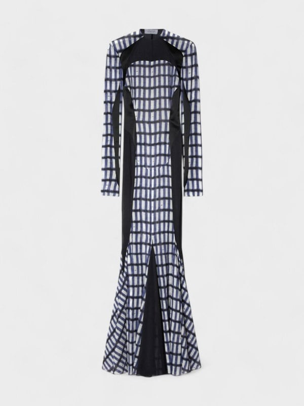 Off - White Shibori Geometric Print Long Dress Blue/Black - Supplied FashionOff White