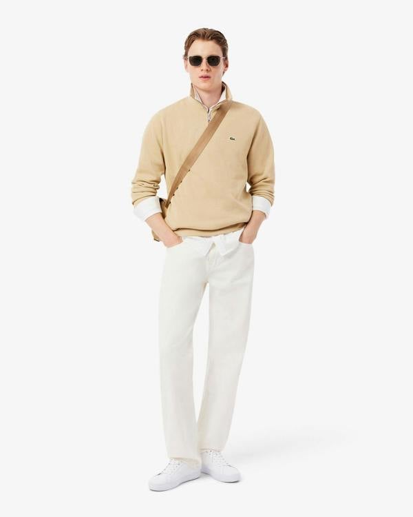 Lacoste Zippered Stand-Up Collar Cotton Sweatshirt - Millet 8XF