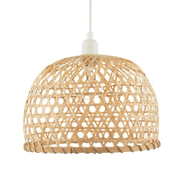 Hand Strapped Natural Bamboo Pendant Lighting Shade with Bell Shape Image 1