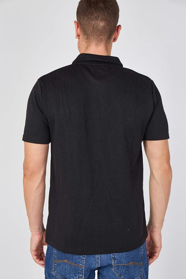 Textured Short Sleeve Polo Shirt