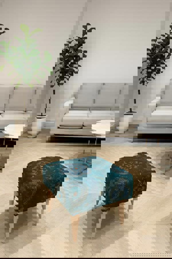 ISTOOLS Premium Loop Floral Green Pattern Footstool – Versatile Ottoman Bench & Coffee Table