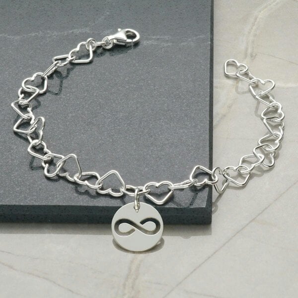 Christopher James of London Sterling Silver Light Heart Charm Anklet With Infinity Charm&nbsp;