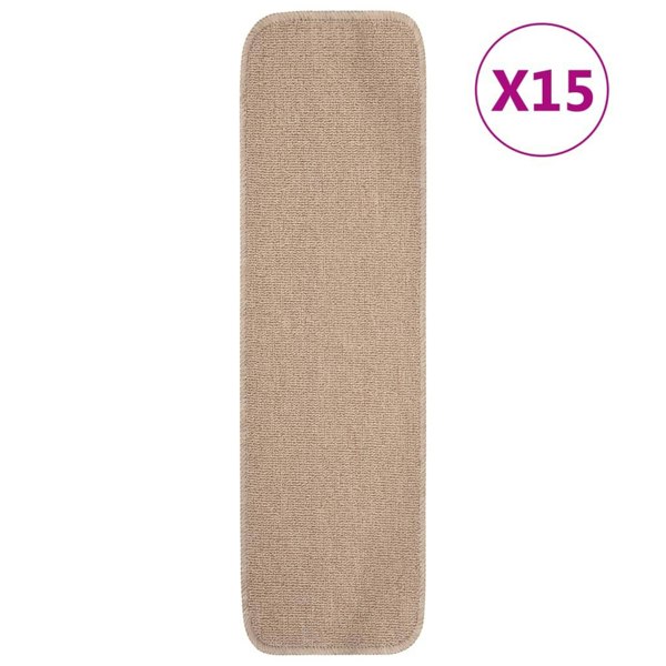 Berkfield Anti Slip Stair Mats 15 pcs 75x20 cm Beige Rectangular