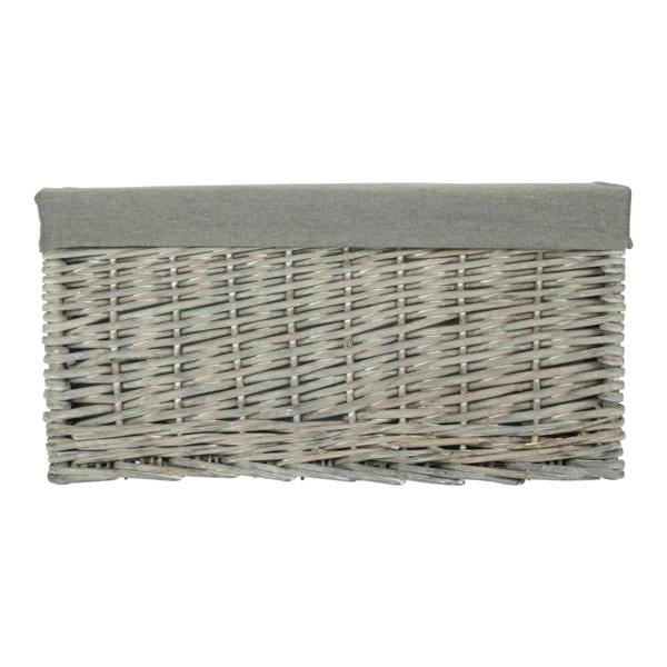 Grey Wash Grey Cotton Lined Willow Storage Baskets