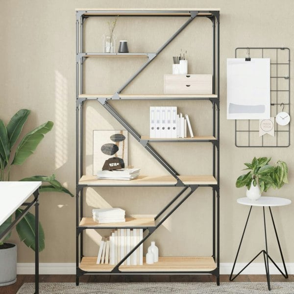 Berkfield Bookshelf Sonoma Oak 91x36x176 cm Engineered Wood and Steel
