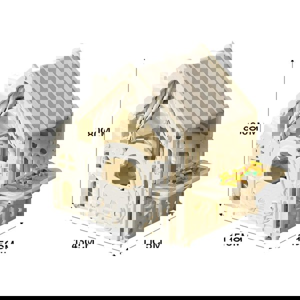 Kids Plastic Playhouse with Built-in Storage Rack and Building Block Table Living and Home