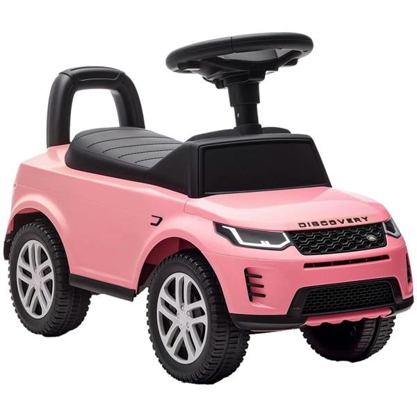 Land Rover licensed toddler ride-on car, pink, with steering wheel and raised seat
