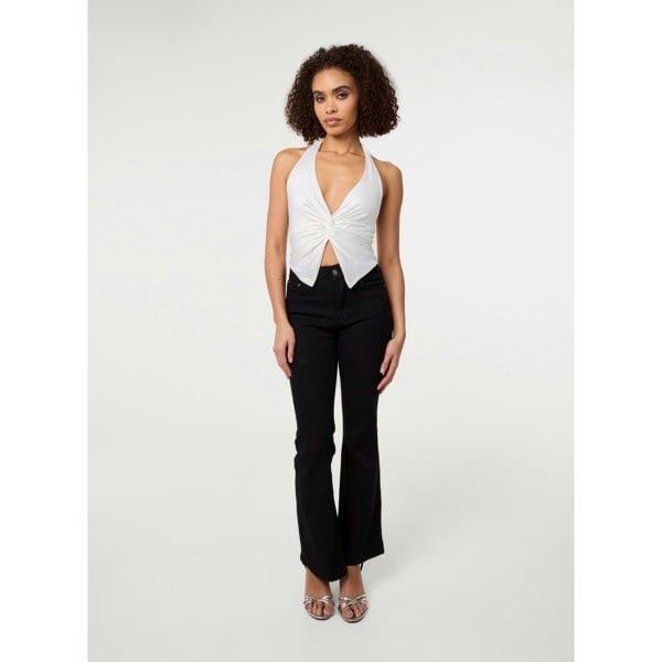 Pink Vanilla Diamante Slinky Halter Top - Ivory