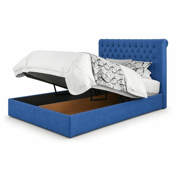 Great British Beds Sleigh Divan Ottoman Bed - Blue Plush