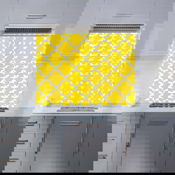 Warren Reed - Designer Geometric Yellow Quatrefoil Wave Kitchen Splashback