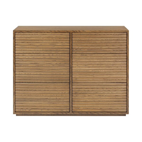 Wyld Haus Mandarina Retro Natural Walnut Ribbed Six Drawer Chest