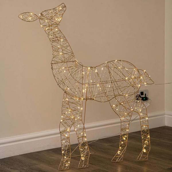 Samuel Alexander 1m Light up Gold Twist Christmas Reindeer Family Set with 310 Warm White LEDs