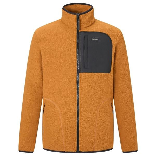 Regatta Mens Frankie Borg Fleece Jacket - Rich Tan/Black - 