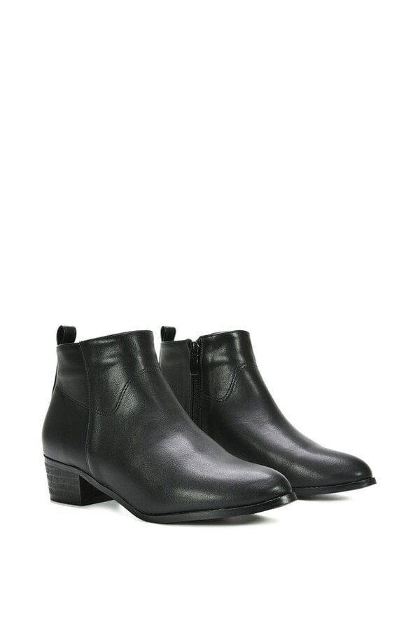 XY LONDON Zip Up Cowboy Ankle Boots With Low Block Heel