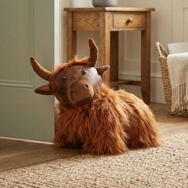 Garden Greatness Fluffy Highland Cow Weighted Doorstop