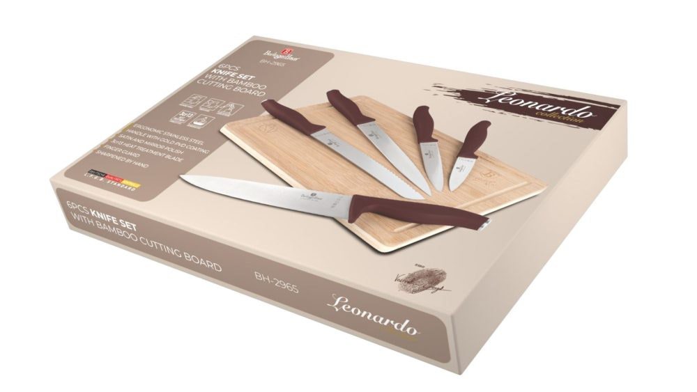 Berlinger Haus 6-Piece Knife Set with Bamboo Cutting Board BH/2965 Bordeaux
