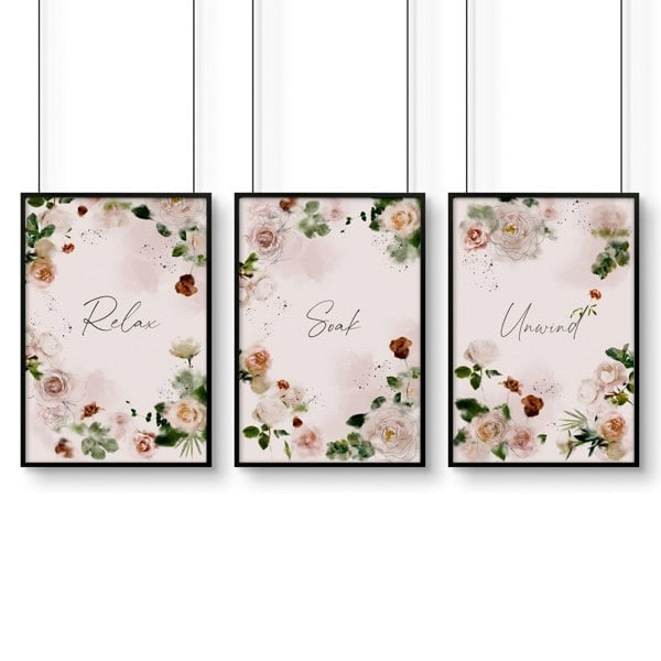 Shabby chic style | set of 3 bathroom wall prints