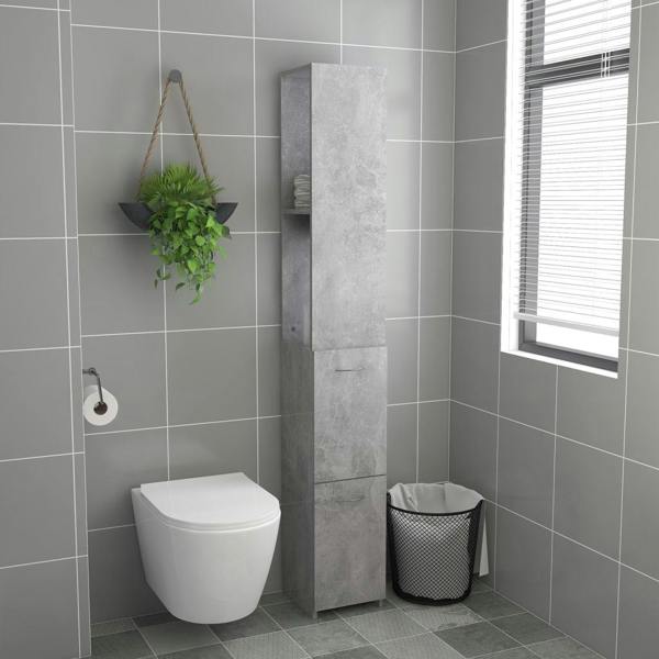 Berkfield Bathroom Cabinet Concrete Grey 25x26.5x170 cm Engineered Wood