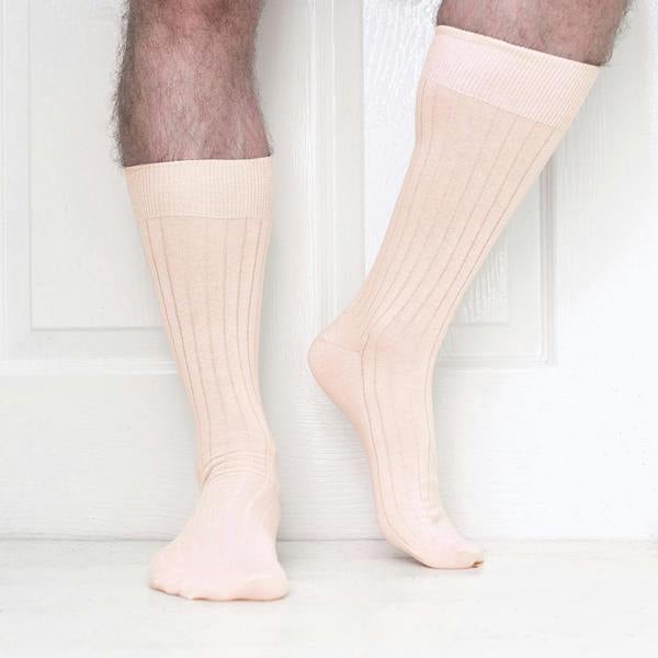 Jemsox 4 Pack - Premium Fine Ribbed Men’s Wedding & Formal Socks – Soft Rose Pink