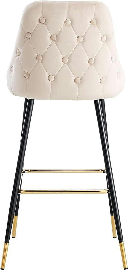 HYGRAD BUILT TO SURVIVE Velvet Bar Stools with Gold-Tipped Legs – Set of 2 | HYGRAD®