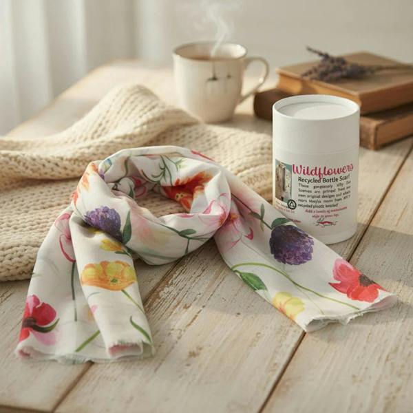 Art on Scarves Recycled Bottle Scarf - Wildflowers