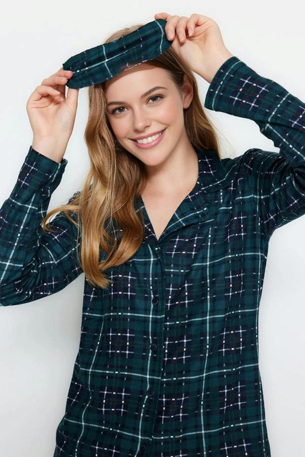 WOVCOR 2 Piece Argyle Knit Pajama Set with Sleep Band