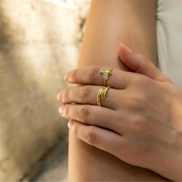 Spero London Sterling Silver Bumble Bee Ring