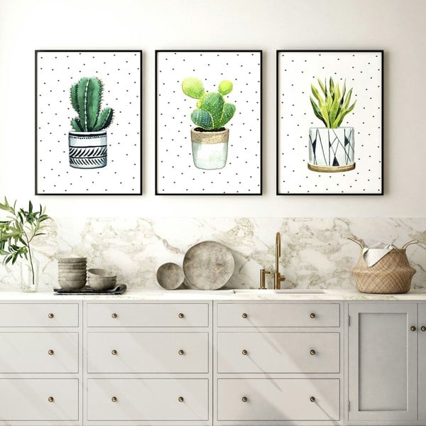 Wall pictures for Kitchen | set of 3 Succulents prints