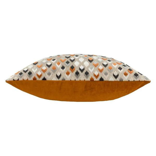Paoletti Lexington Jacquard Velvet Cushion Cover - Ginger/Grey - 