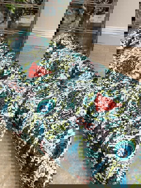 GREEN FLORAL Seating bench