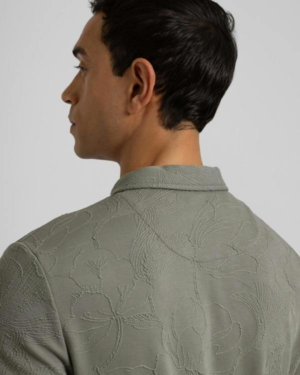 Steel & Jelly Adwell - Linear Floral Jacquard Polo Shirt