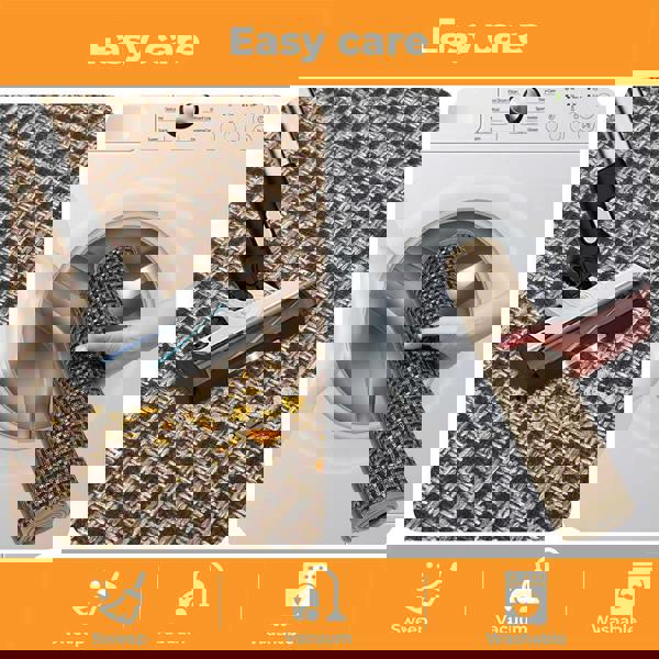 Marlow Kitchen Mat 2PCS Non Slip Woven Rubber Floor Mat Absorbent Runner Brown