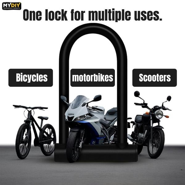 MY DIY PROFESSIONAL PRODUCTS My DIY U-Shaped Bike Lock - Heavy Duty Bicycle U Lock with 2 Keys - Rust & Weather Resistant Cycle Lock for MotorBikes