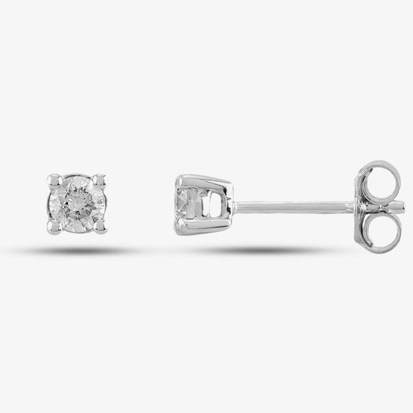 T. H. Baker 9ct White Gold 0.20ct Four Claw Diamond Earrings TH0123509