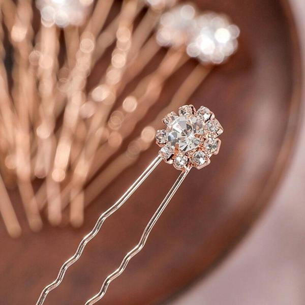Gold Trip Set of 6 Crystal Flower Hair Pins