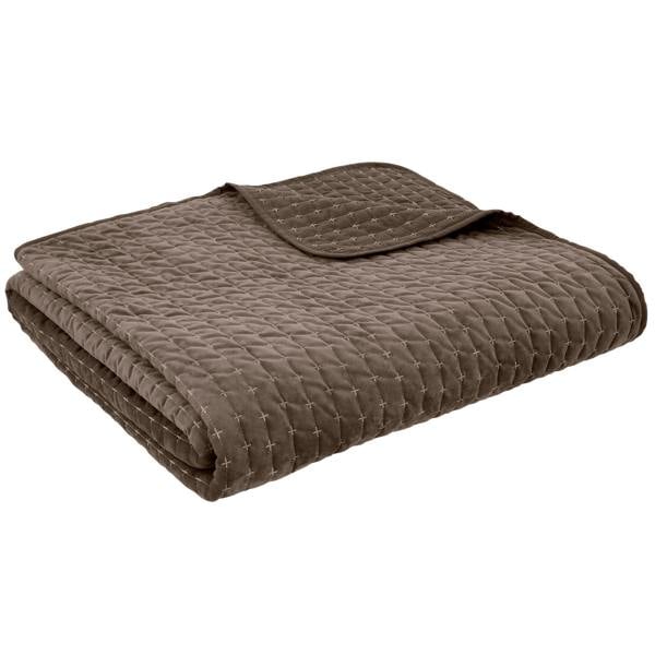 Bianca Attica Velvet Embroidered Bedspread Chocolate